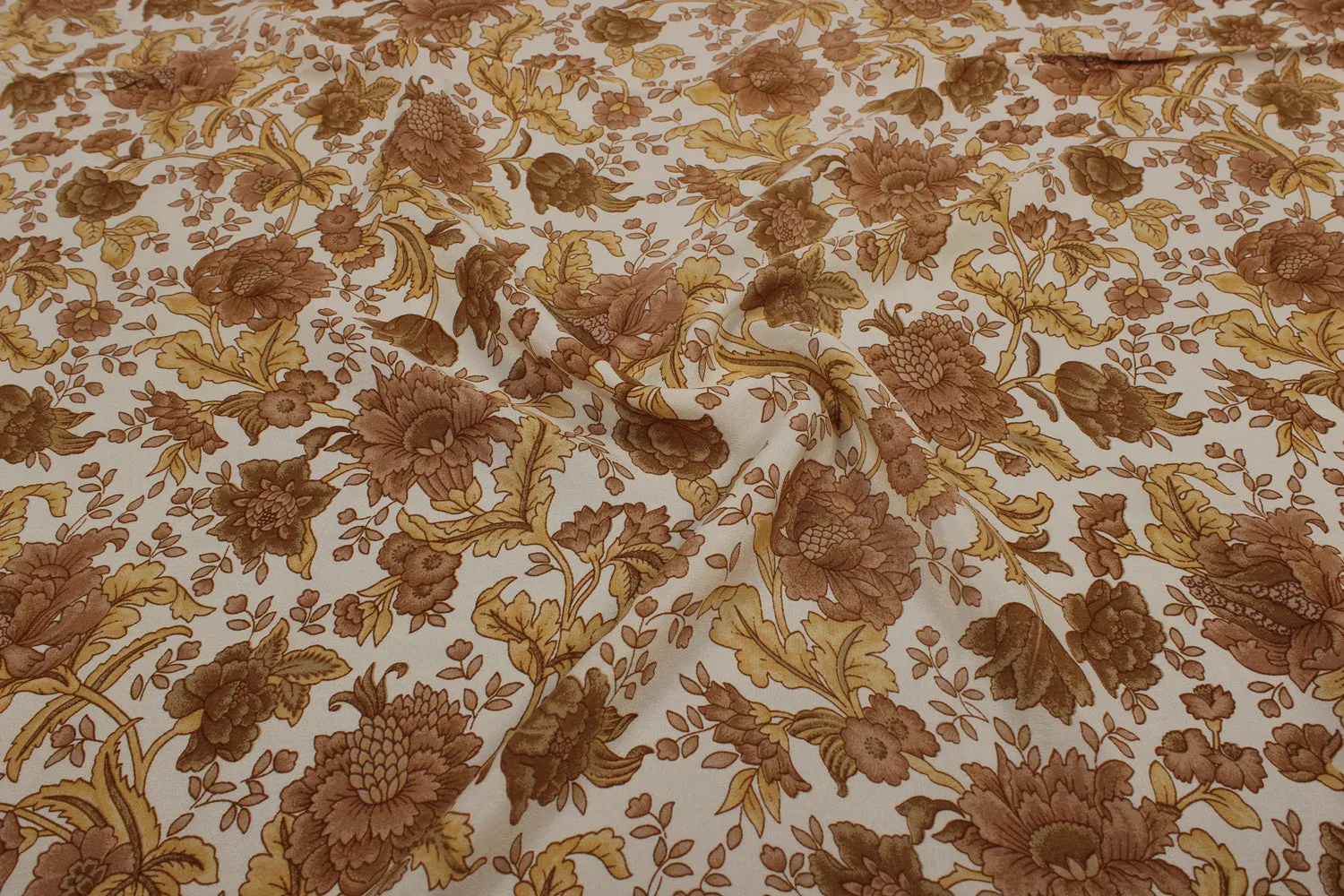 Off White & Gold Silk Crepe Fabric