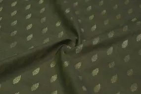 Olive Green Motifs Cotton Silk Zari Buta Jacquard Fabric