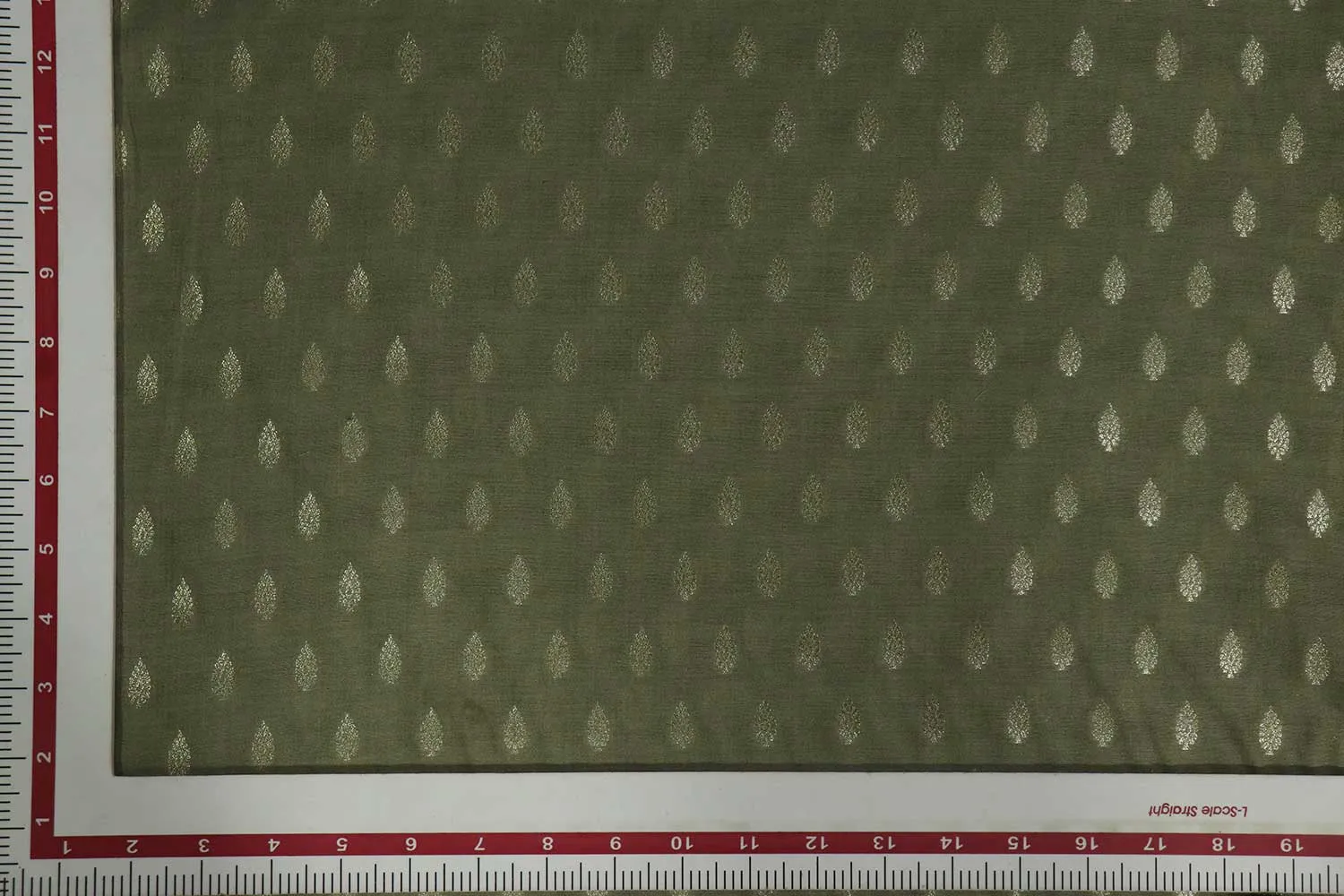 Olive Green Motifs Cotton Silk Zari Buta Jacquard Fabric