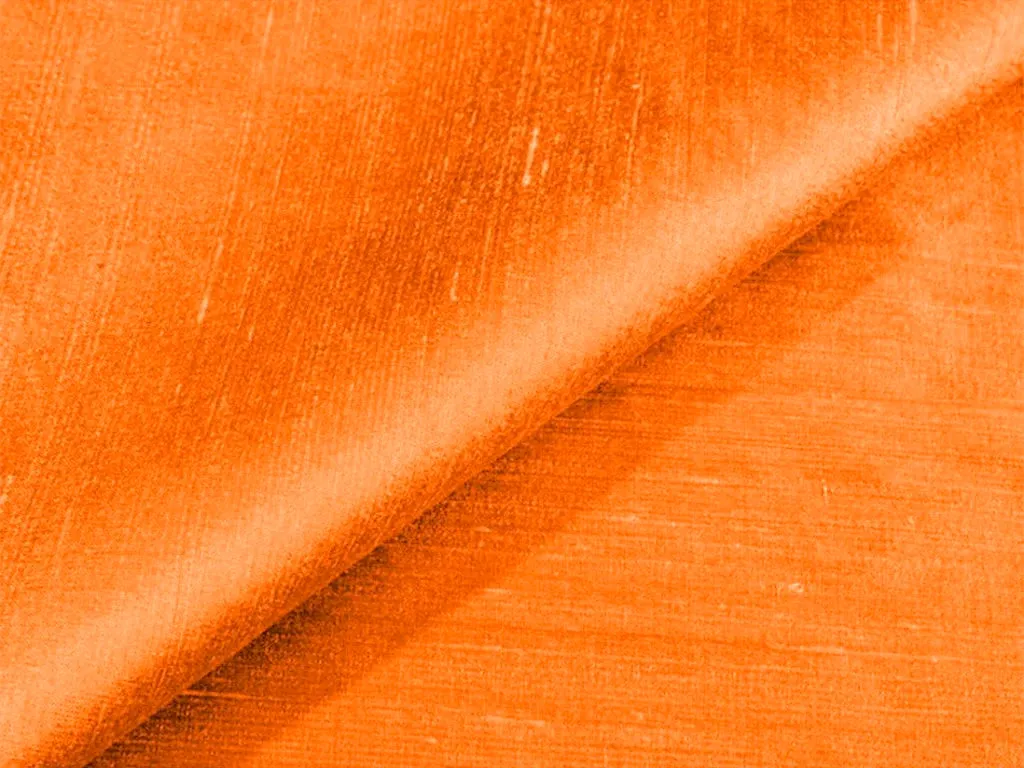 Orange Plain Bangalore Raw Silk Fabric