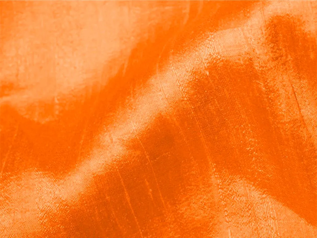 Orange Plain Bangalore Raw Silk Fabric