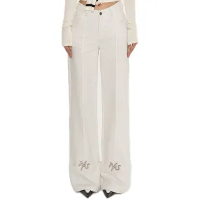 Parallel Line Straight-leg Pants In White