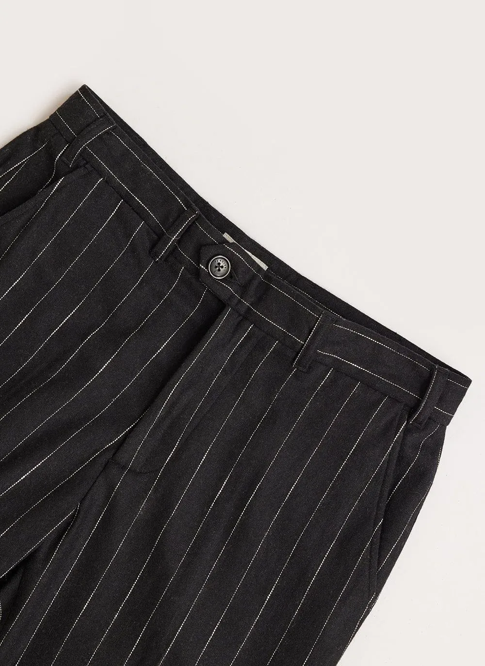 Pinstripe Tailored Trousers | Wool | Black