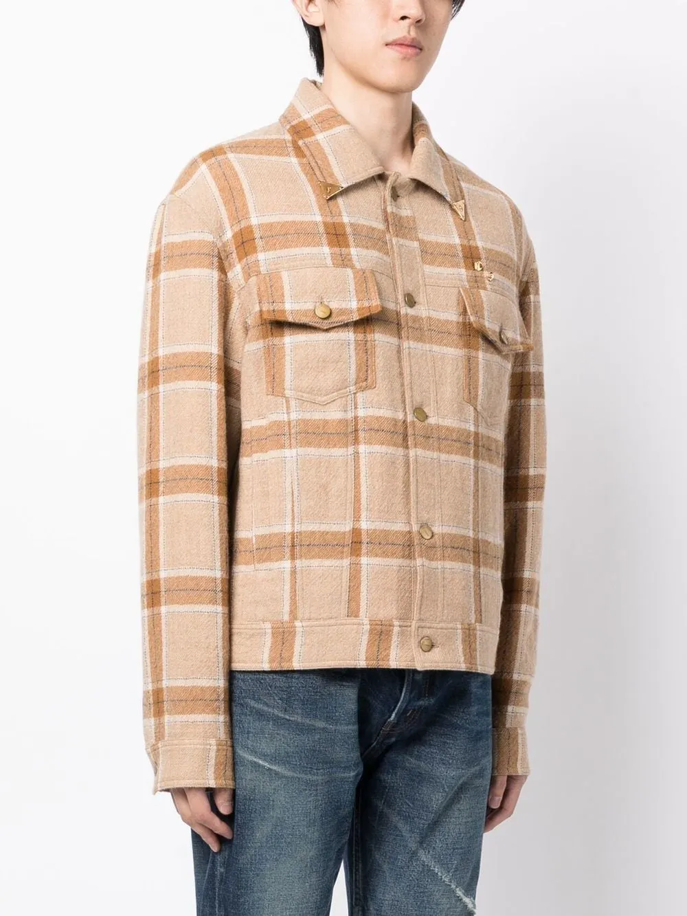 Plaid-Check Print Shirt Jacket