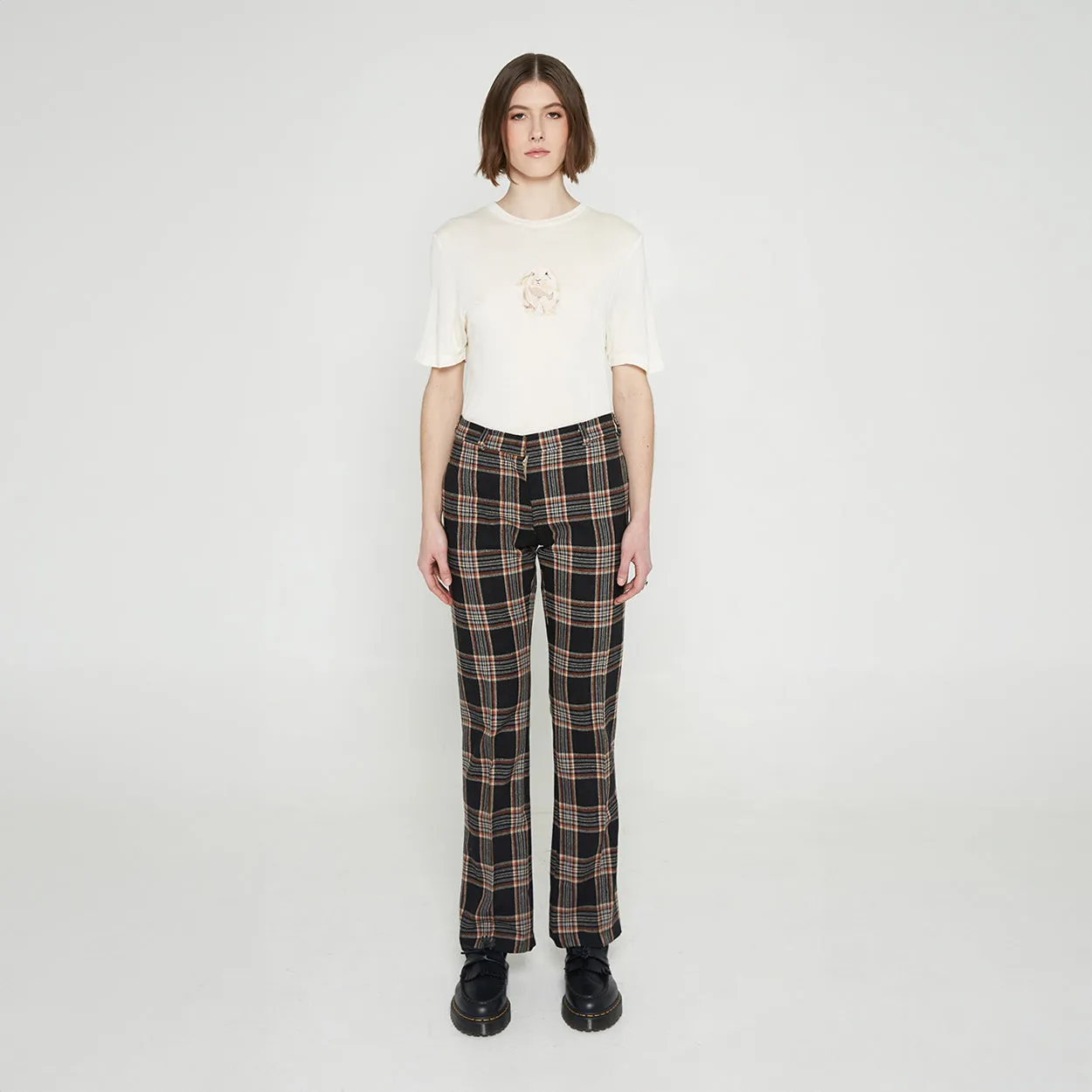 Plaid Straight Leg Pant