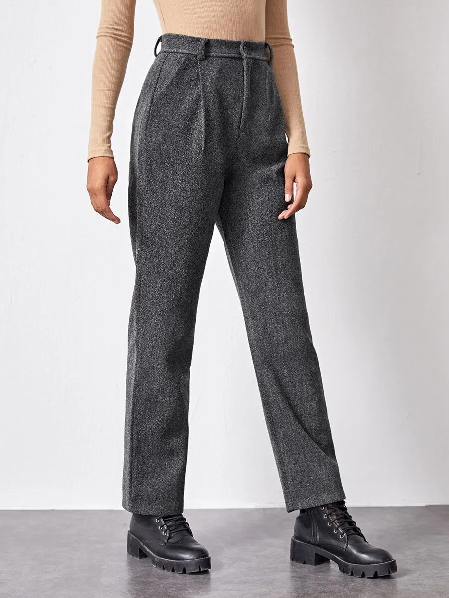 Pleated Straight-leg Trousers