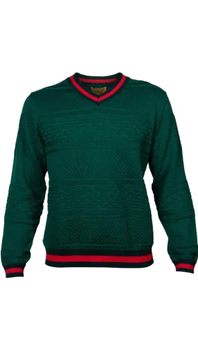 Prestige Men's Green Sweaters V-neck Fashion Design Pullover