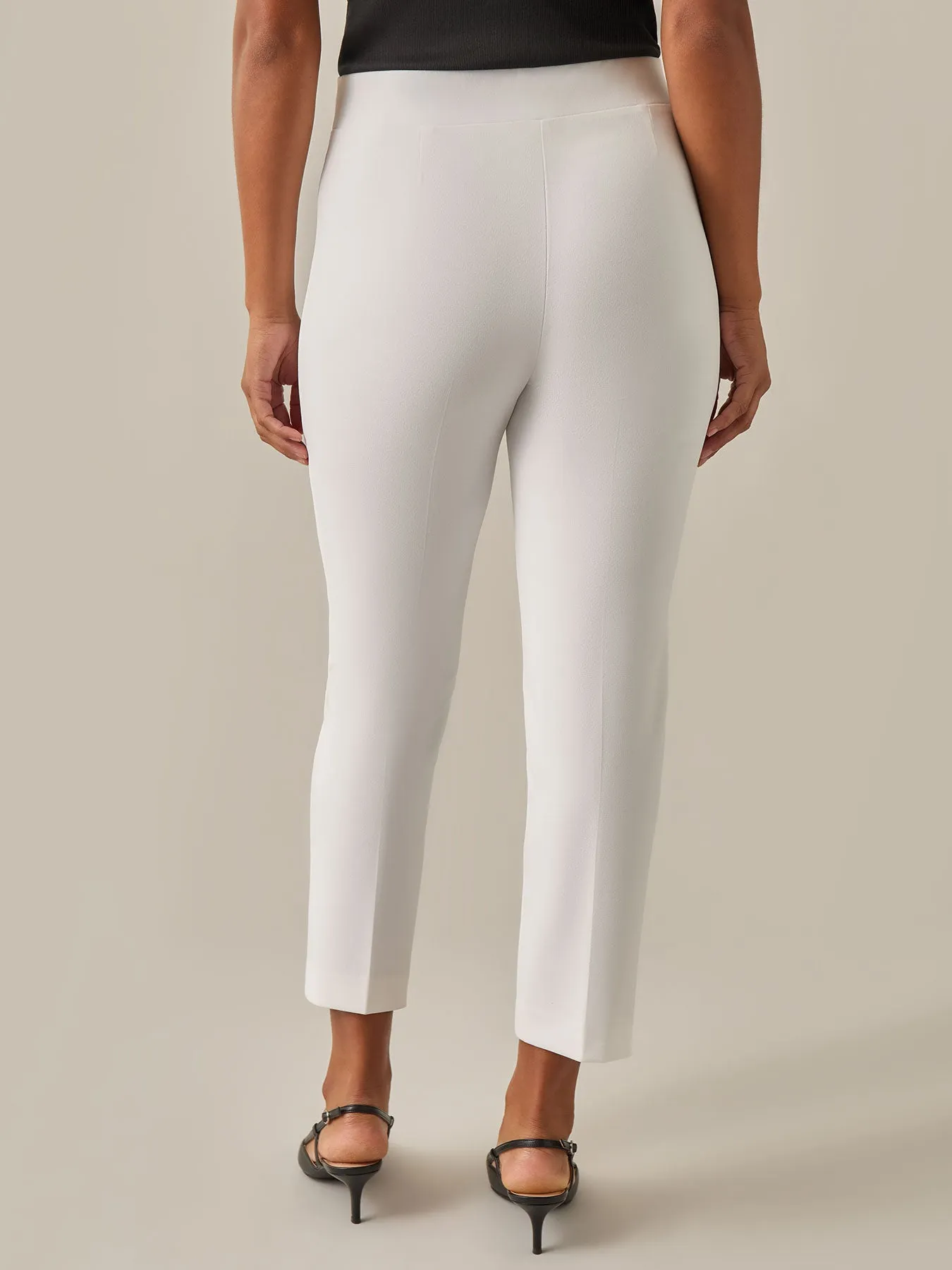 Pull-On Straight Leg Ankle Pants, White