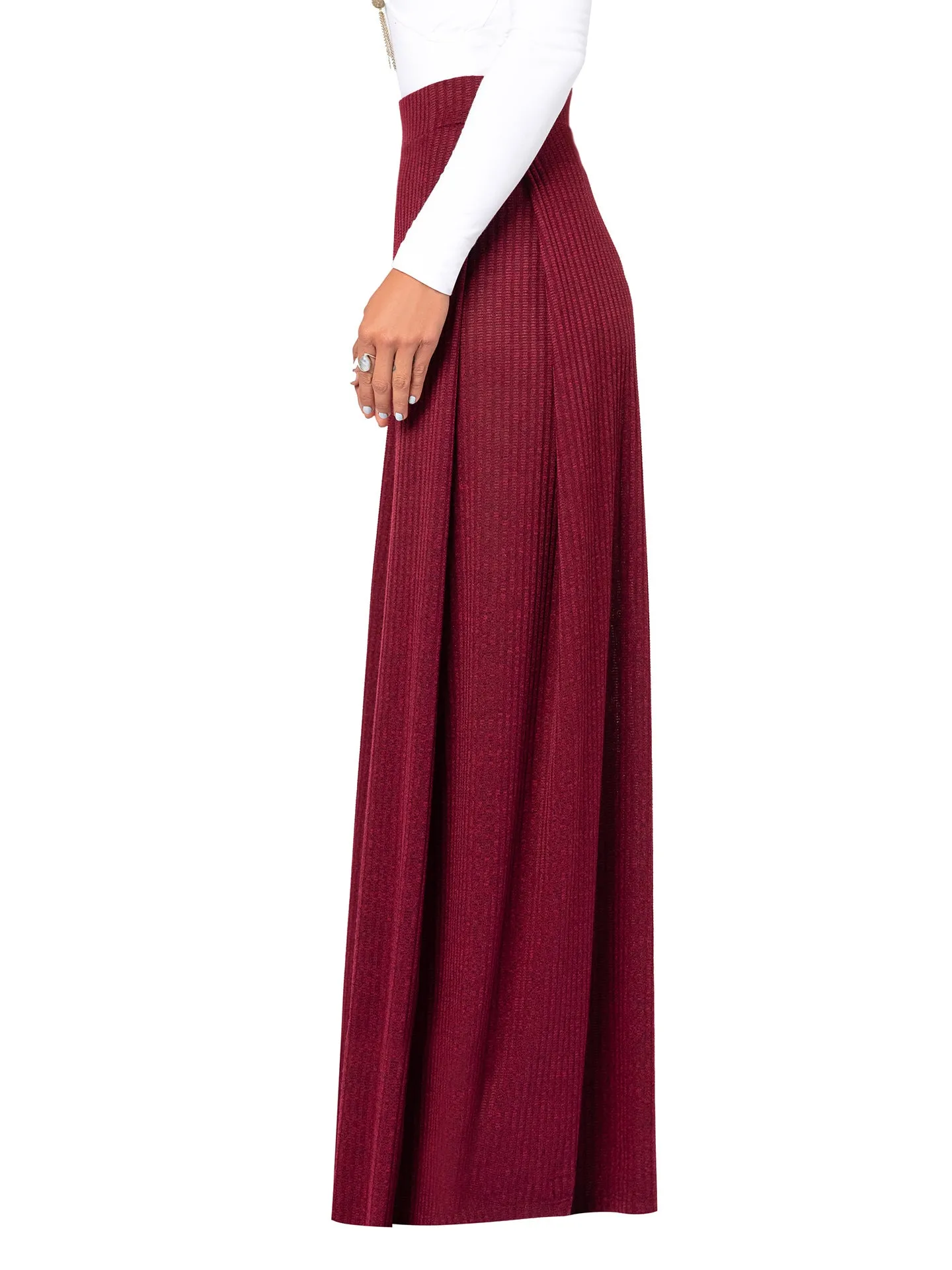 "Angela" Burgundy Sweater Wide Leg Pants