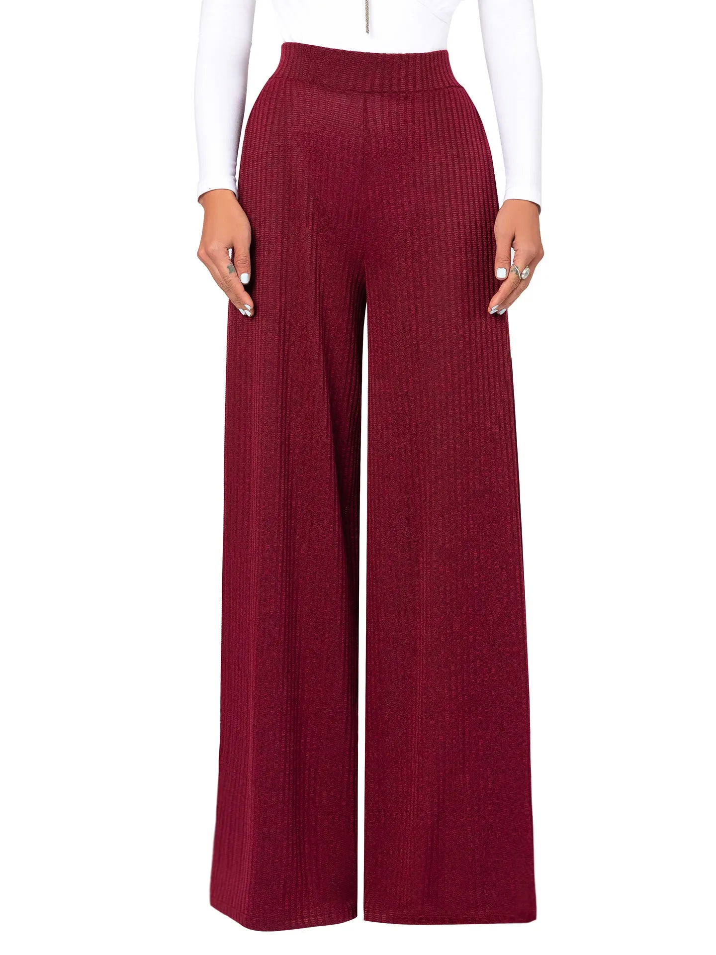 "Angela" Burgundy Sweater Wide Leg Pants