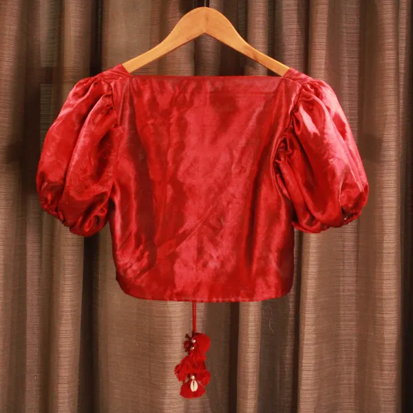 Red Chanderi Silk Blouse