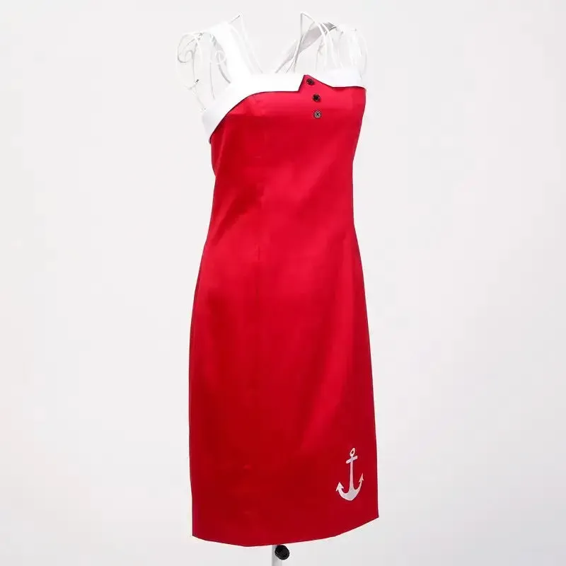 Red Nautical Pencil Dress