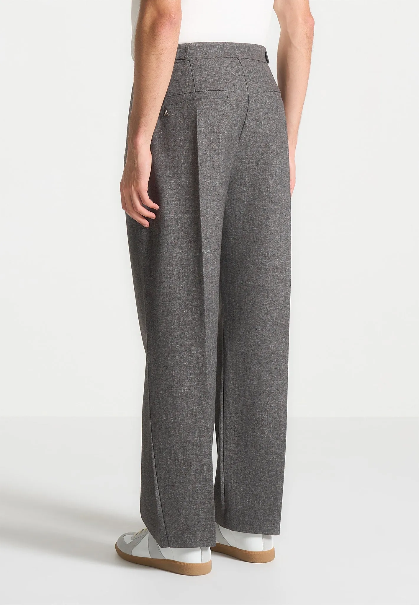 Relaxed Fit Textured Tailored Trousers - Grey