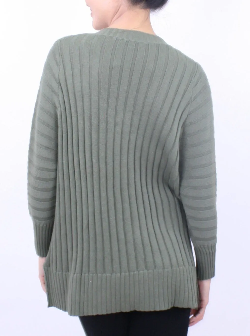 Ribbed V Neck Pullover