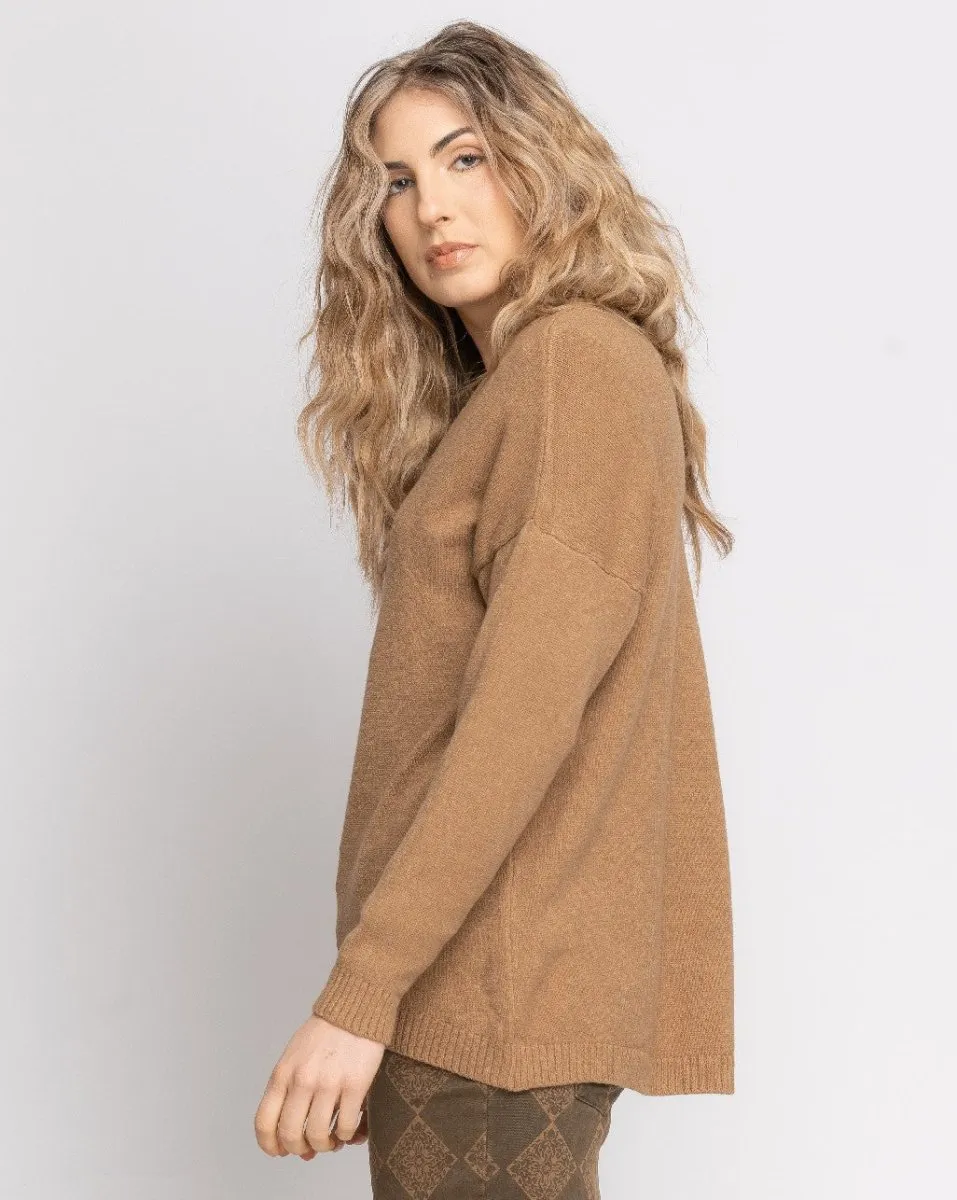 Rolled Cuffed V-Neck Sweater