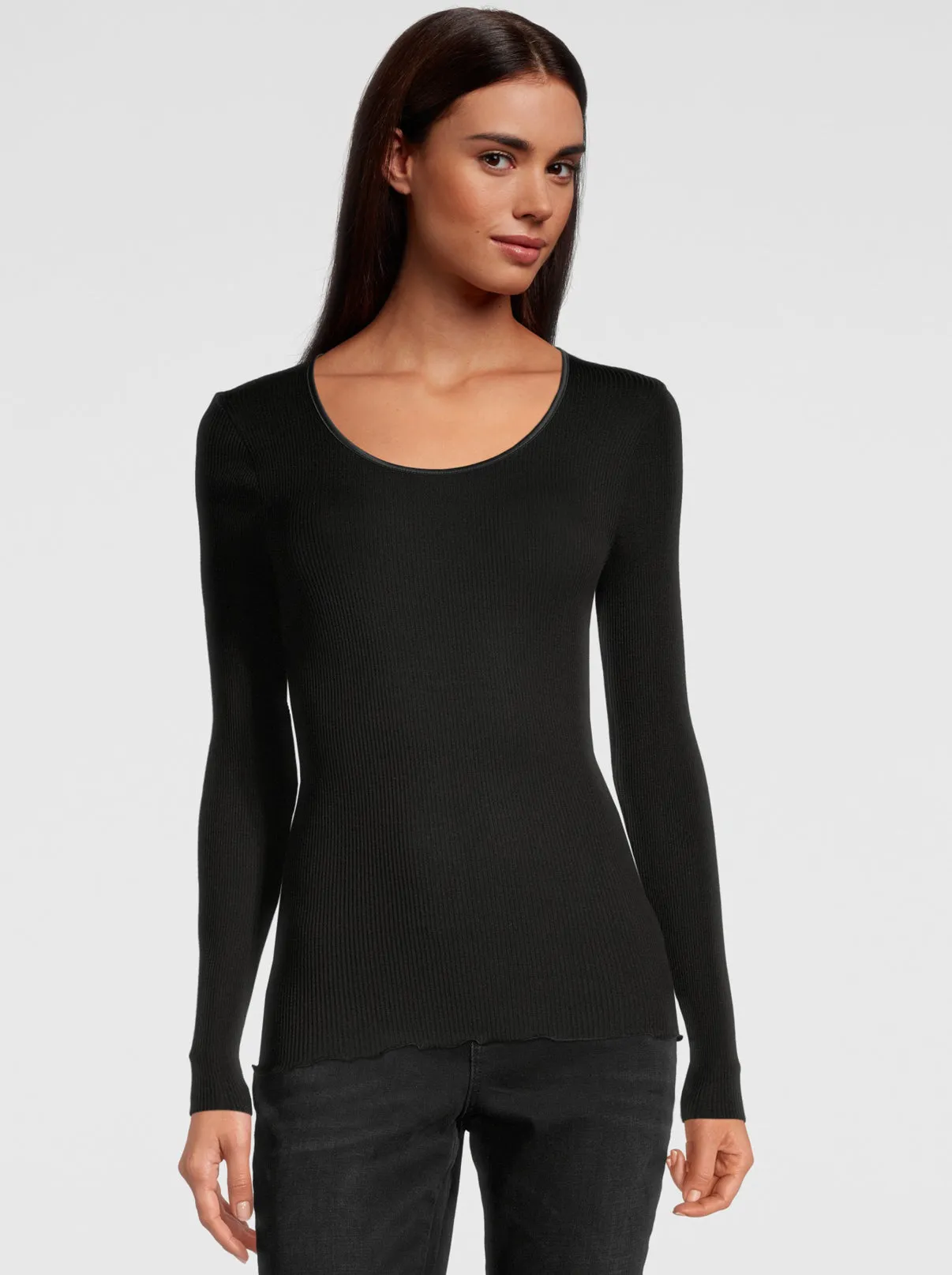 Round Neck Longsleeves Shirt in wool and Silk 3426