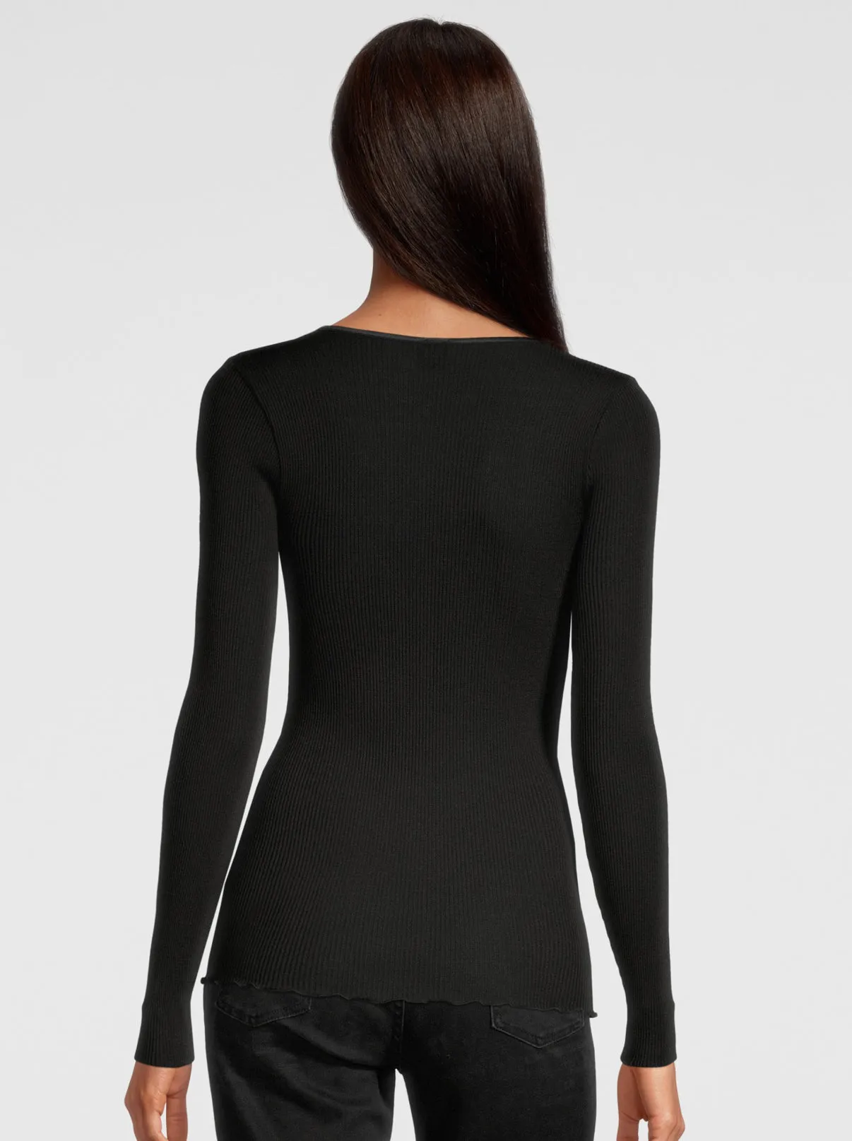 Round Neck Longsleeves Shirt in wool and Silk 3426