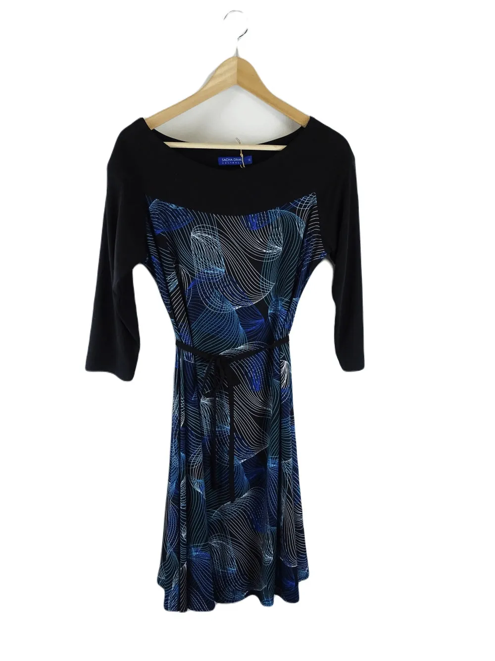 Sacha Drake Black And Blue Patterned Dress 16