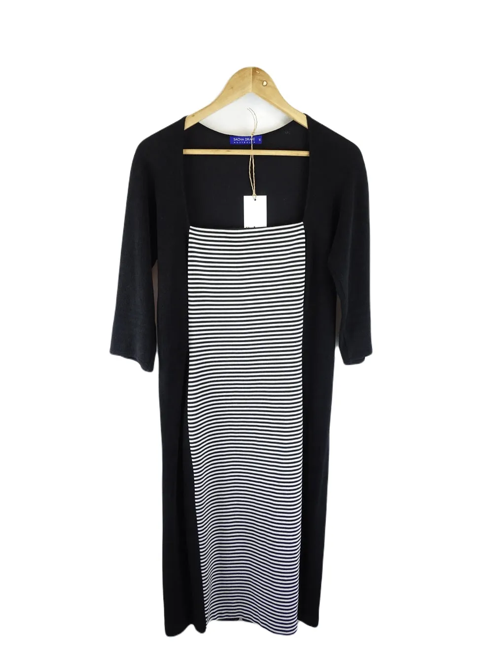 Sacha Drake Black and White Striped Dress 16