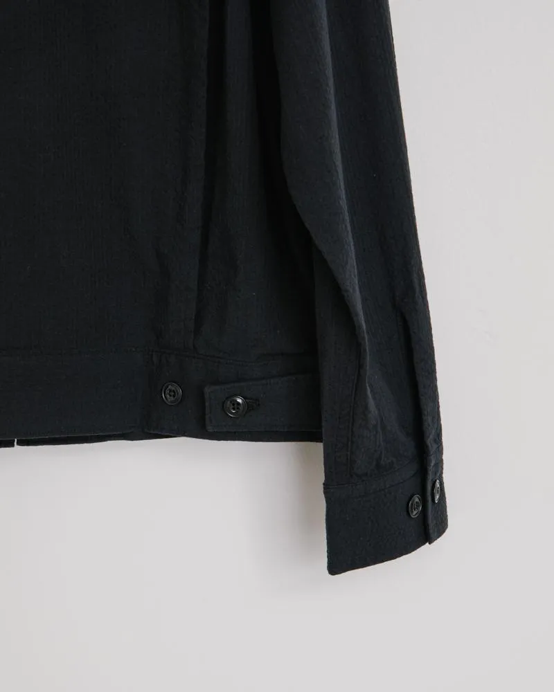 Seersucker Zip Jacket in Black