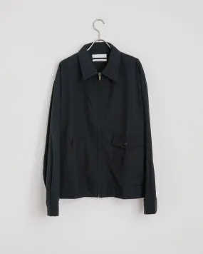 Seersucker Zip Jacket in Black