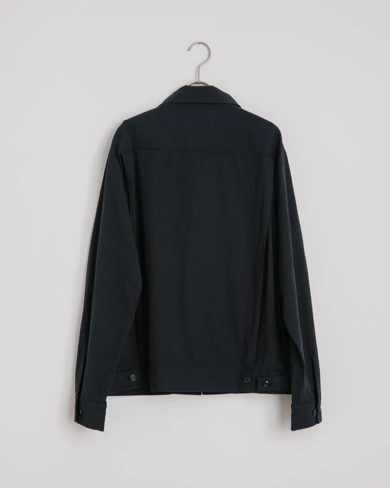 Seersucker Zip Jacket in Black