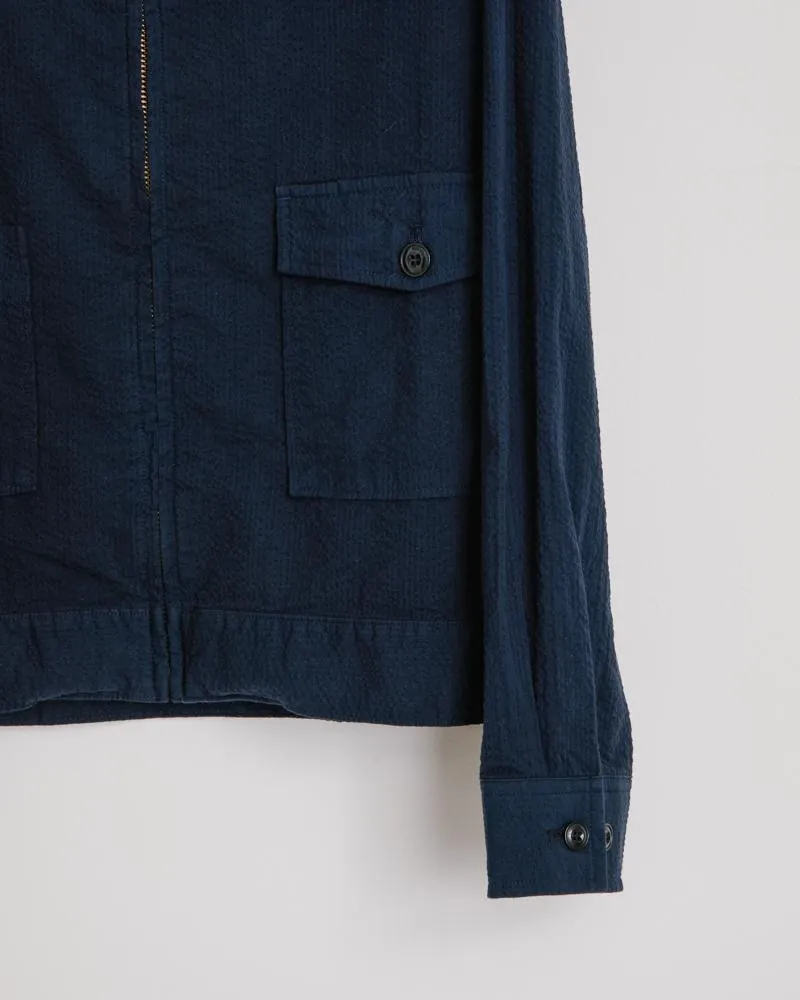 Seersucker Zip Jacket in Navy