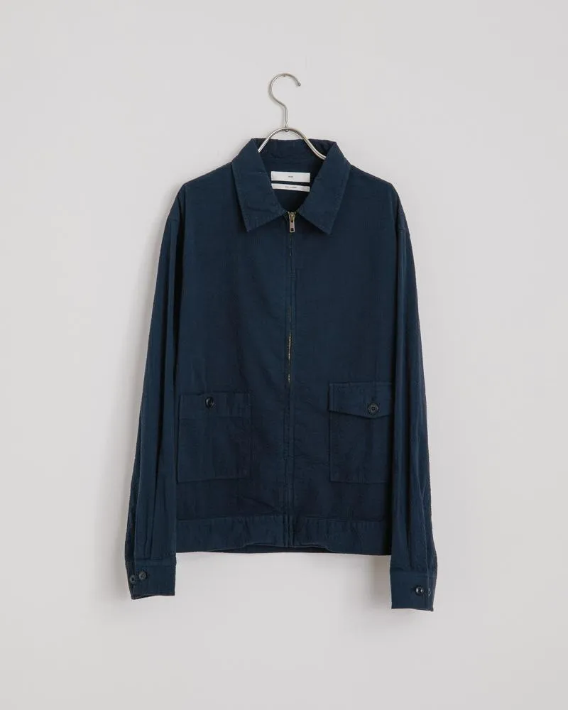 Seersucker Zip Jacket in Navy