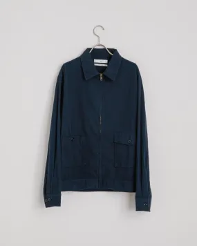 Seersucker Zip Jacket in Navy