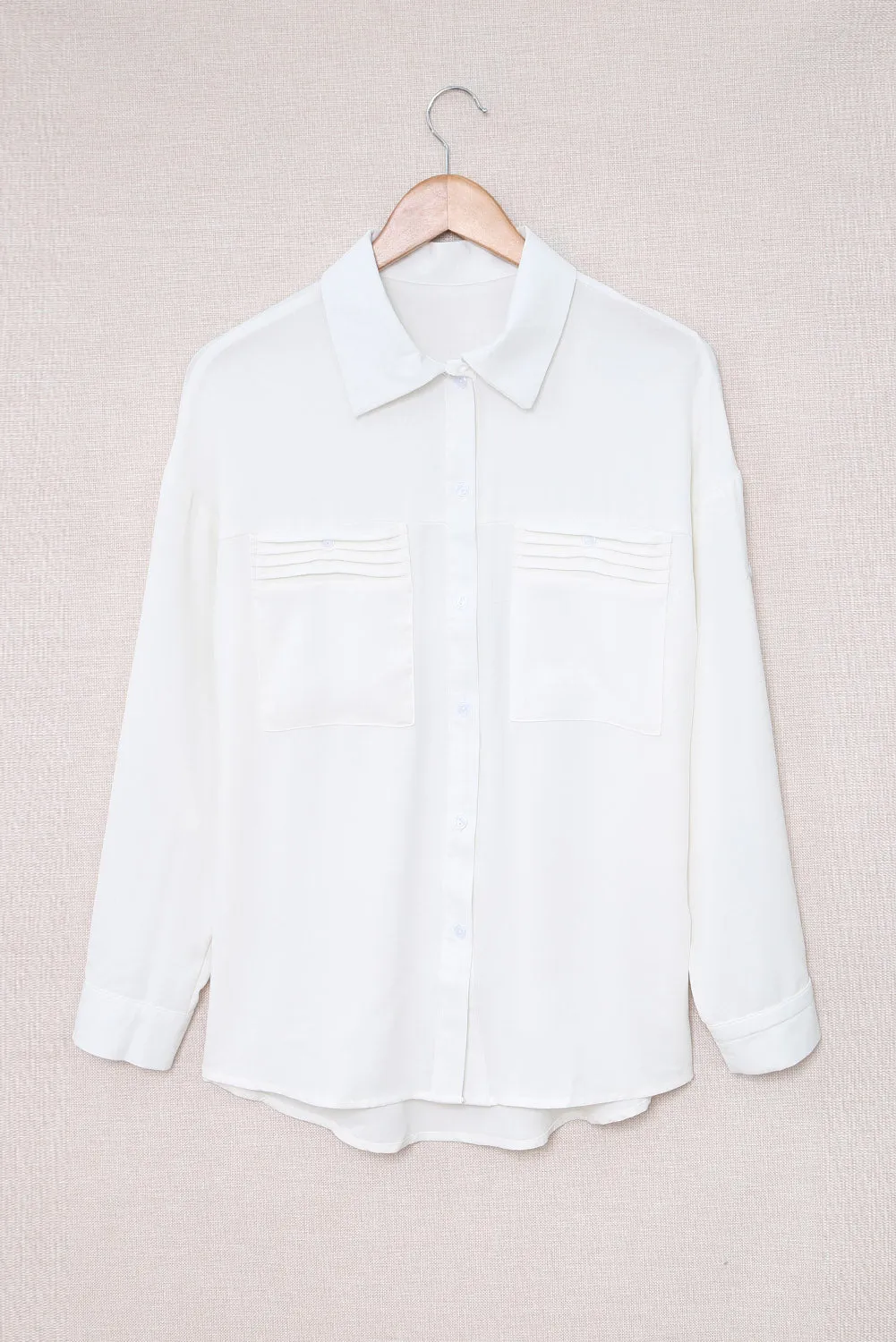 Solid Long Sleeve Button-up Shirt