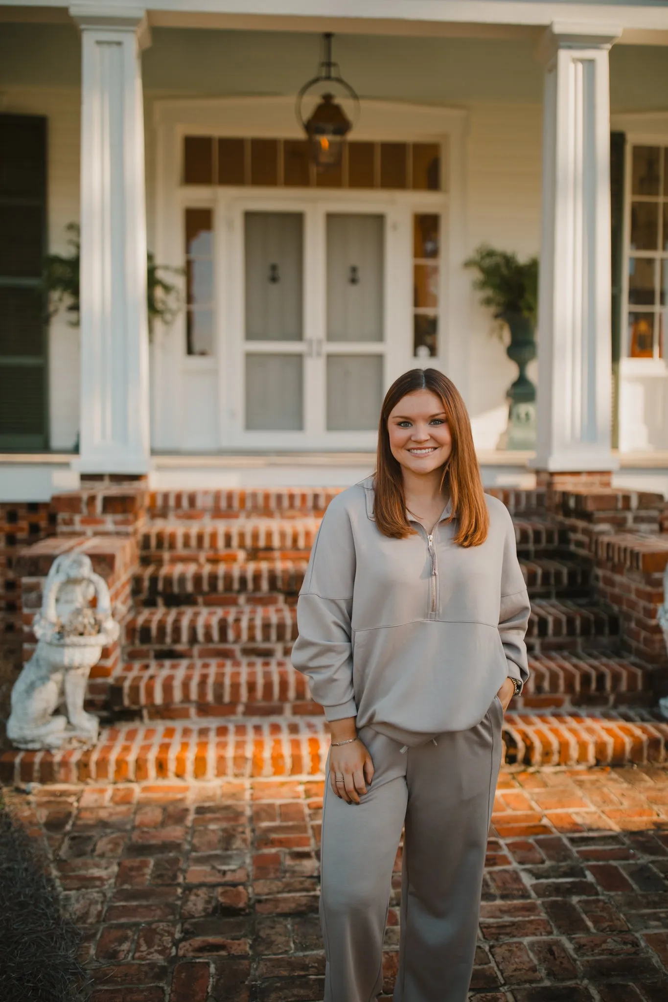 Sophia Zip Up Pullover in Taupe