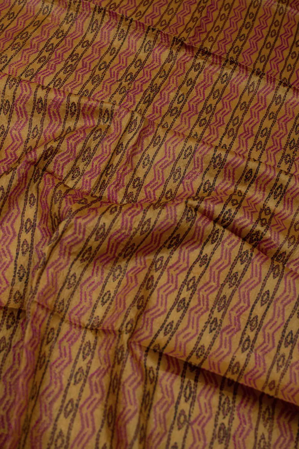 Stripe Pattern on Yellow Kantha Silk Blouse