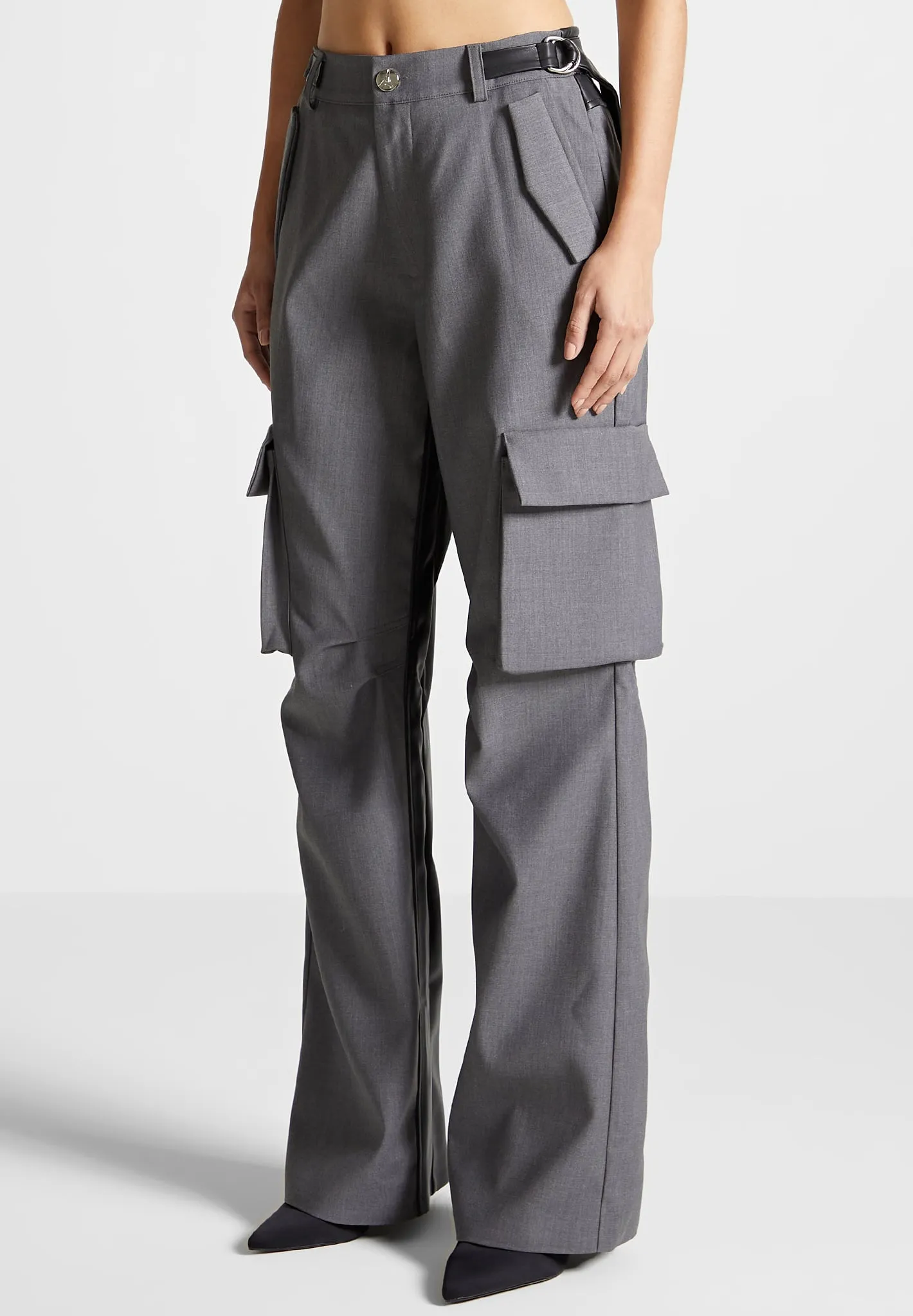 Tailored Cargo Trousers - Grey/Black