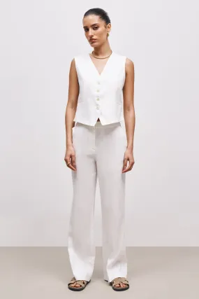 Tailored Linen Trousers - White