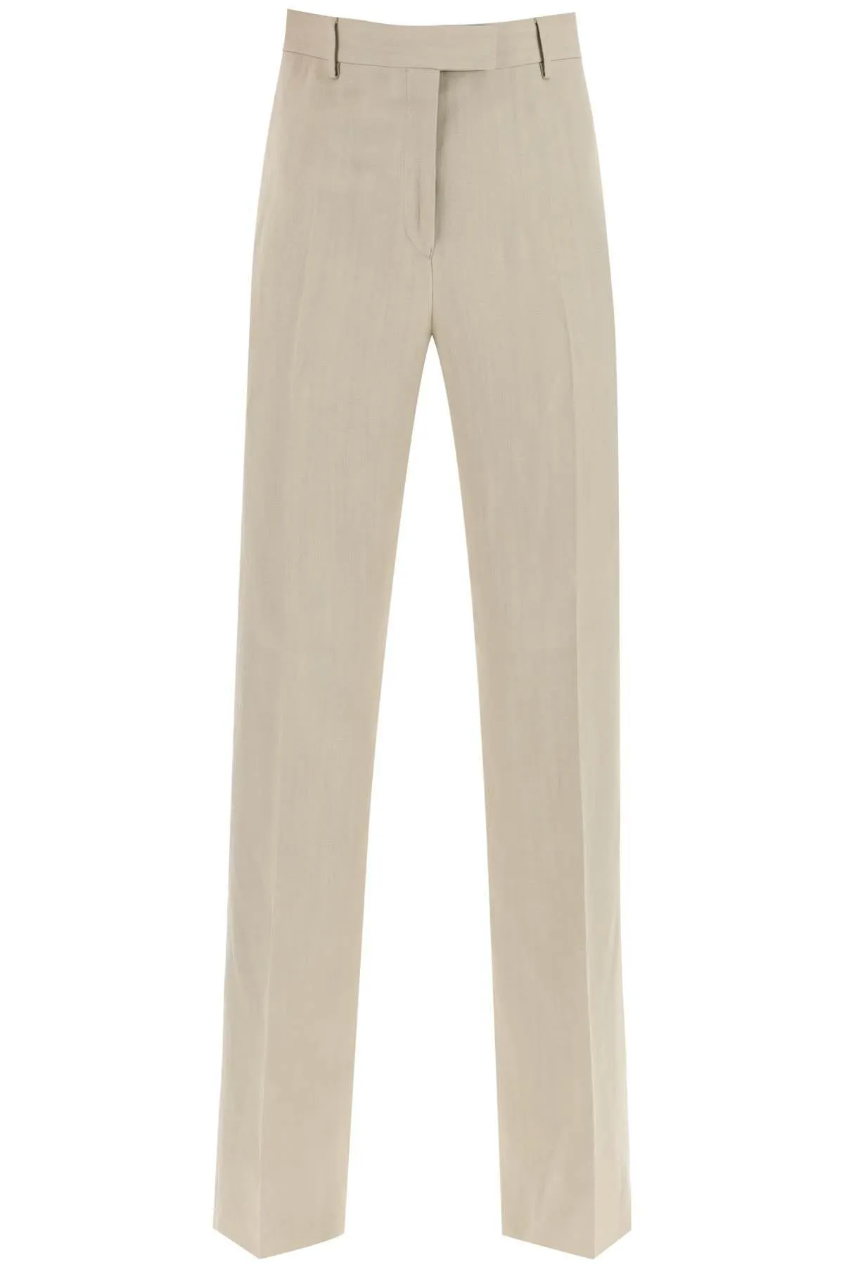 TAILORED STRAIGHT LEG LINEN BLEND TROUSERS