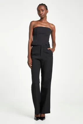 Tailored Straight Leg Trousers - Black