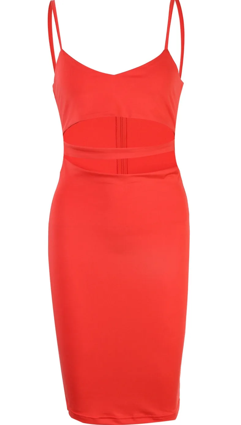 The Nina Cut Out Midi Dress Tiger Orange