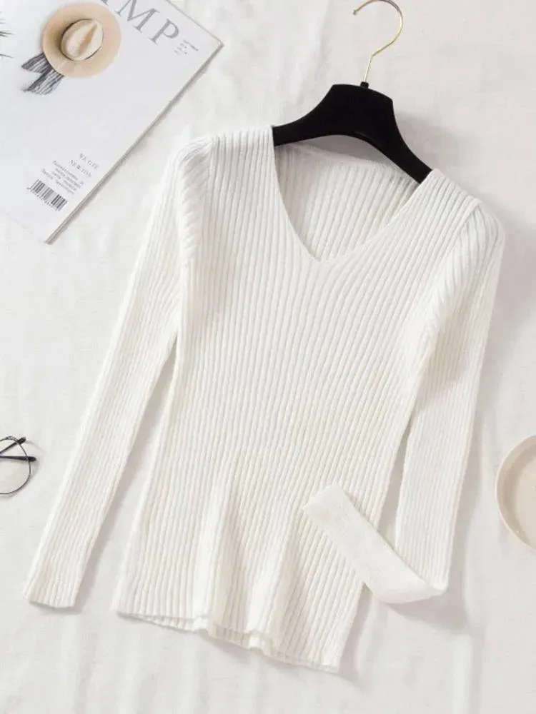 V-Neck Women Pullover Sweater