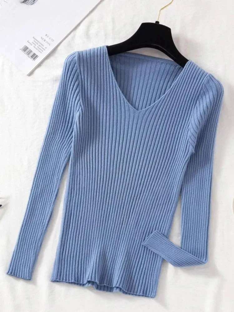 V-Neck Women Pullover Sweater