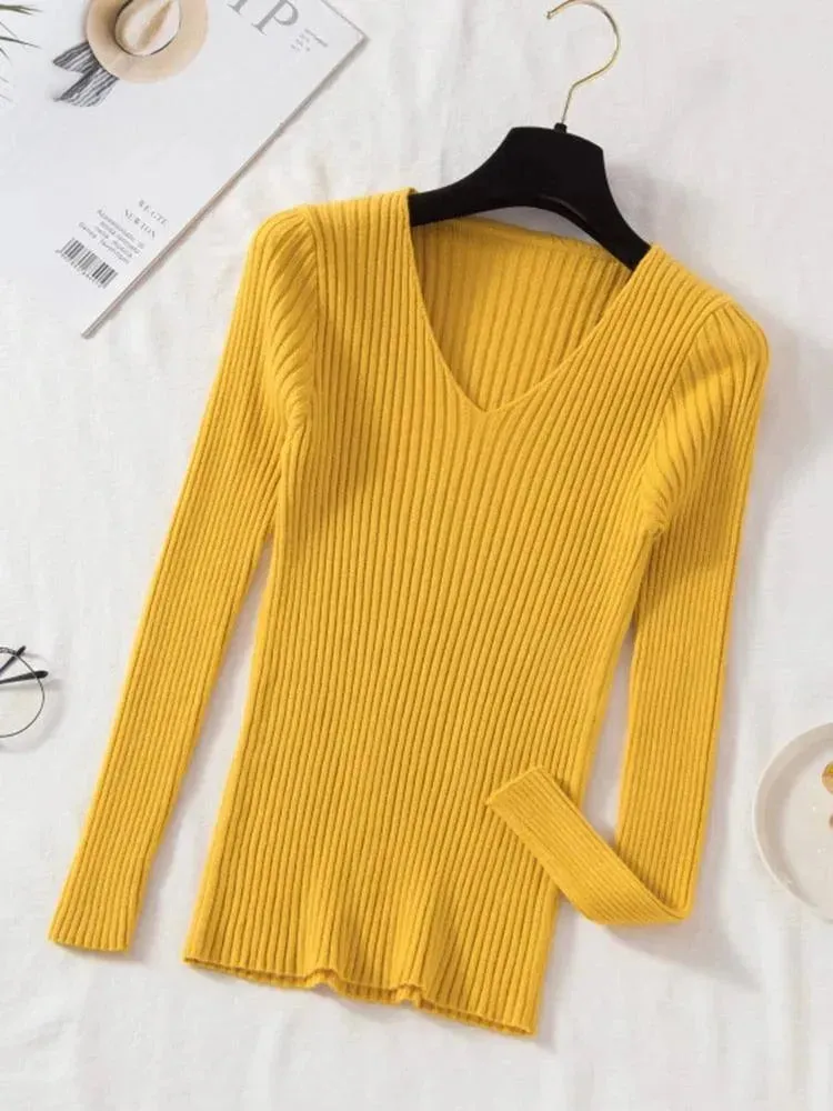 V-Neck Women Pullover Sweater