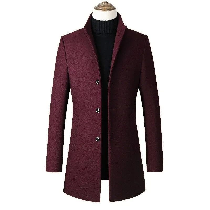 West Louis™ Warm Single-Breasted Woolen Business Style Overcoat