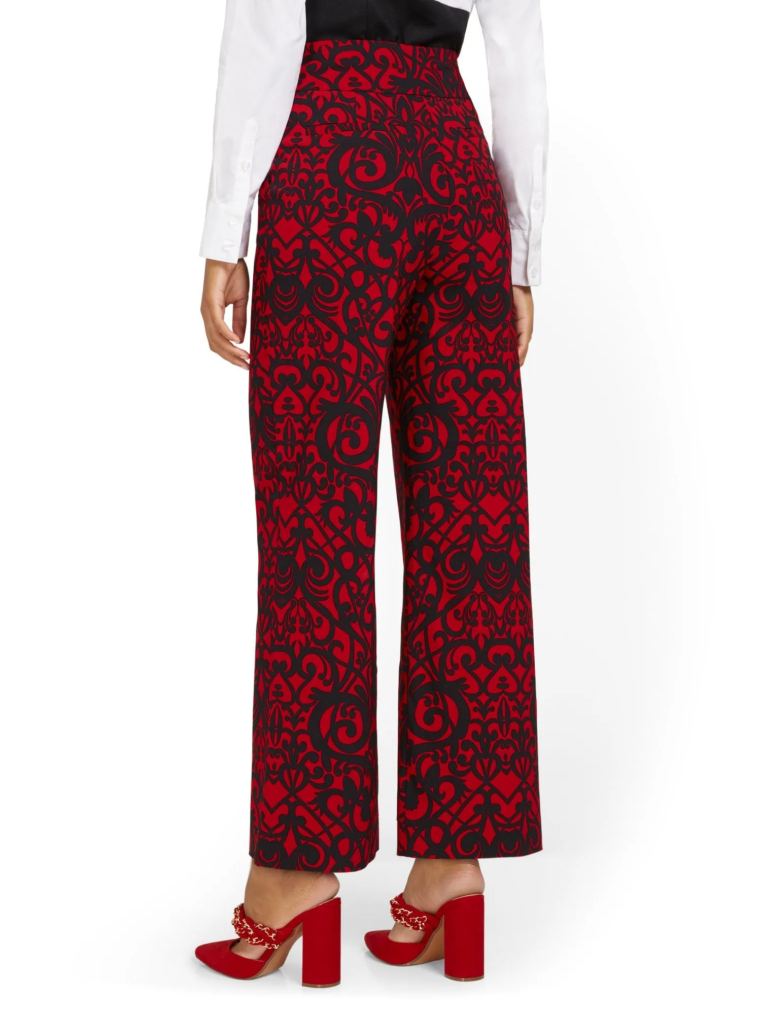 Whitney High-Waisted Pull-On Printed Wide-Leg Pant