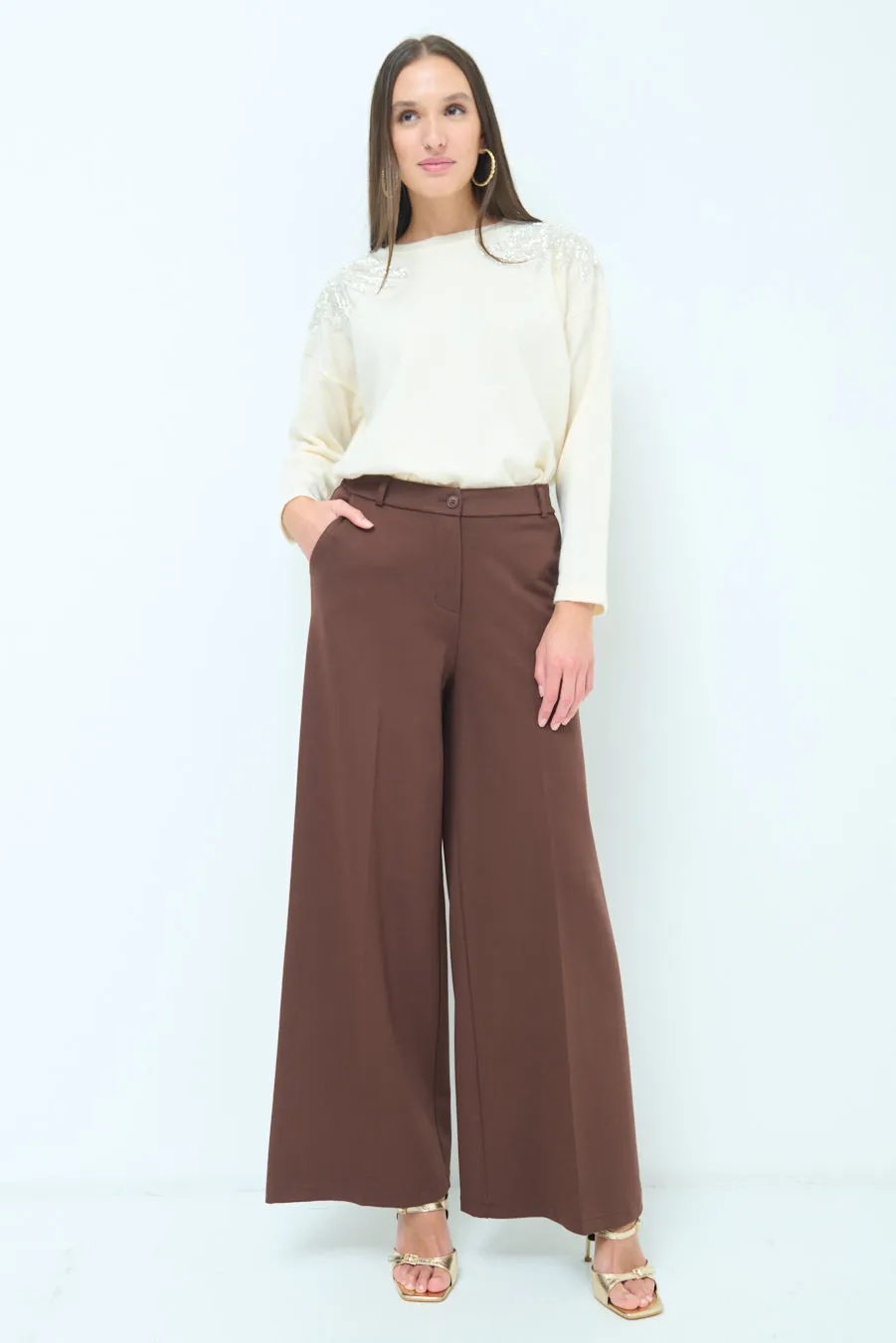 Wide-leg tailored trousers wholesale