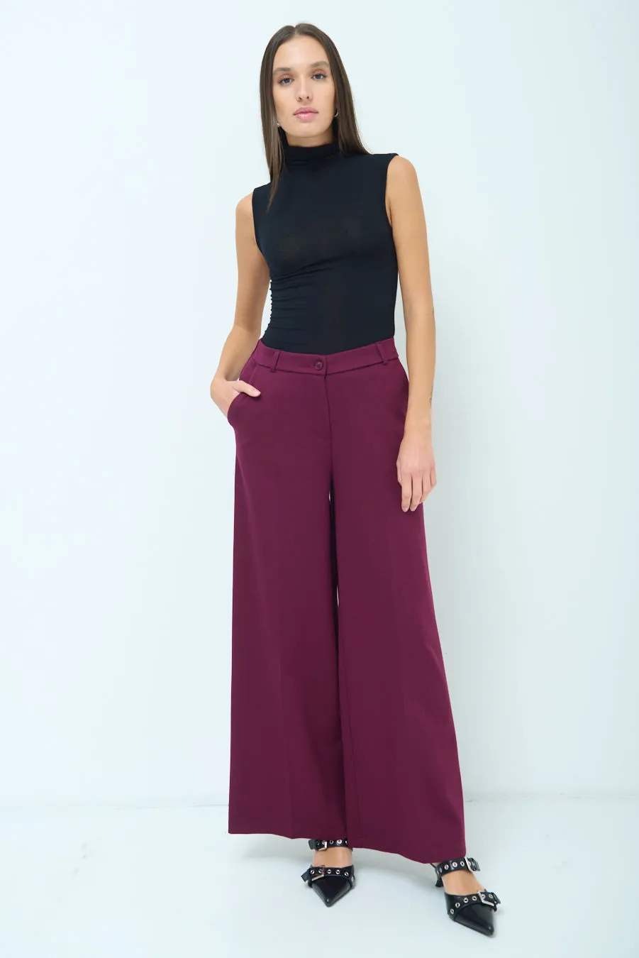 Wide-leg tailored trousers wholesale