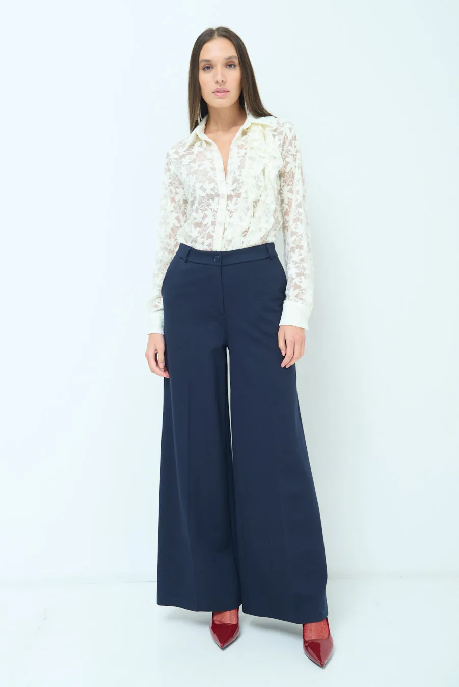 Wide-leg tailored trousers wholesale