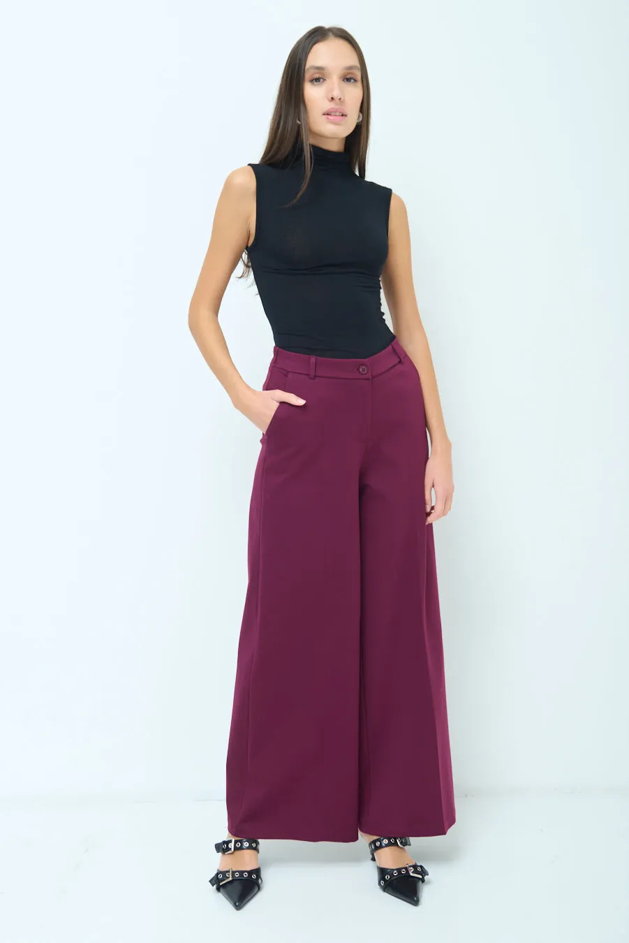 Wide-leg tailored trousers wholesale