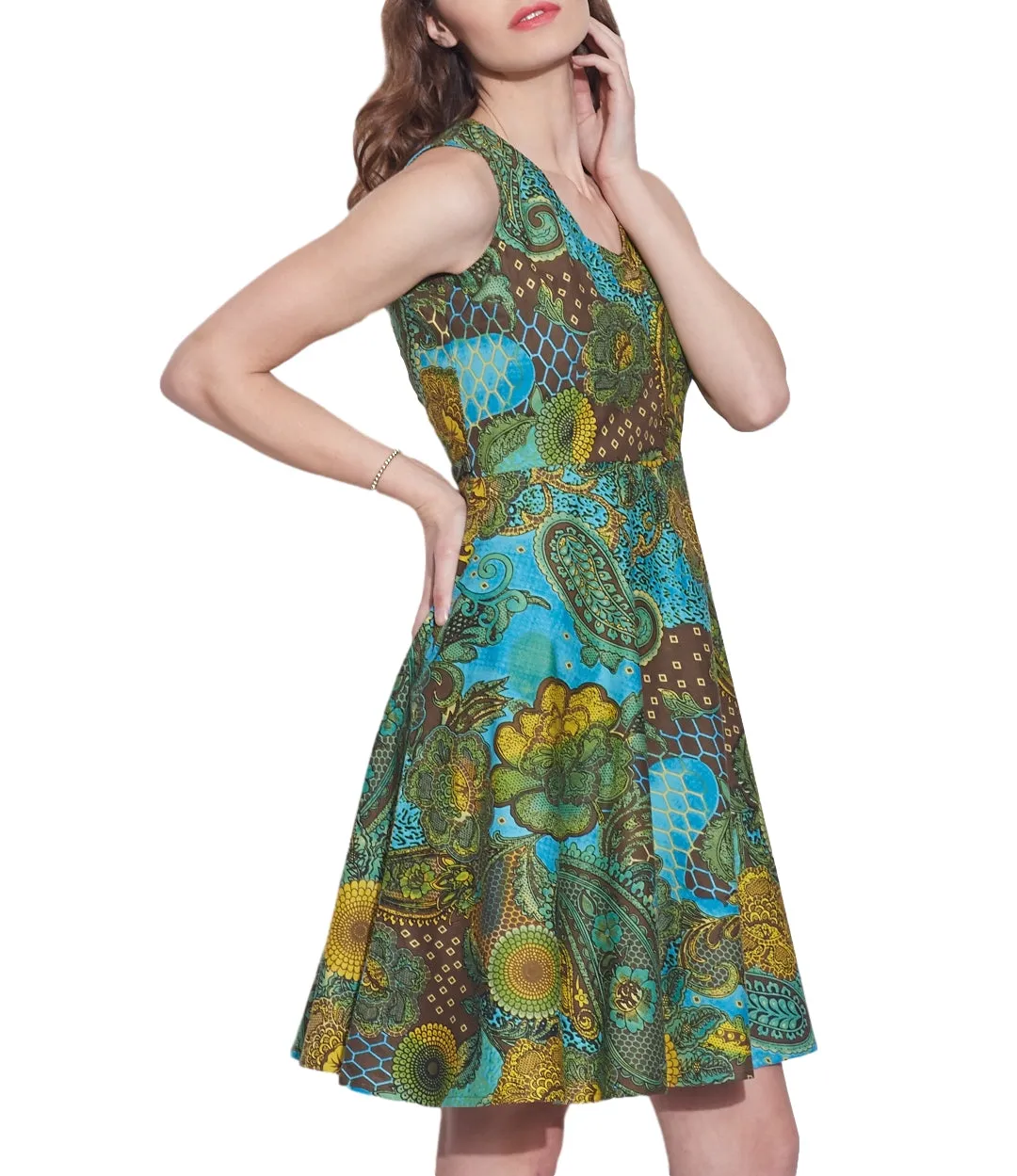 Women Apparels Cotton Printed Dress,Machine Washable,W-CPD34-1614, Size-34 Inch