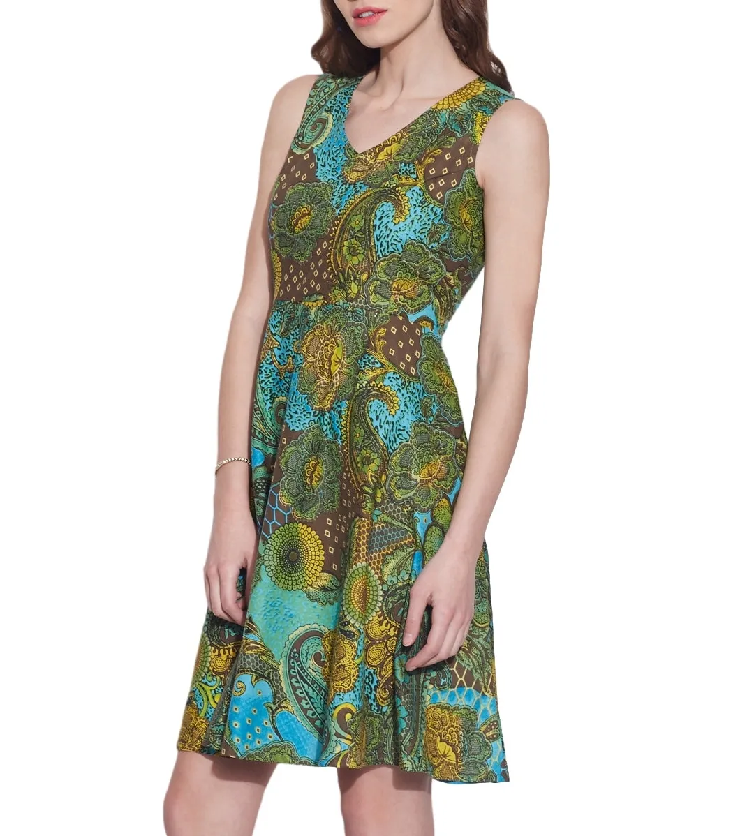 Women Apparels Cotton Printed Dress,Machine Washable,W-CPD34-1614, Size-34 Inch