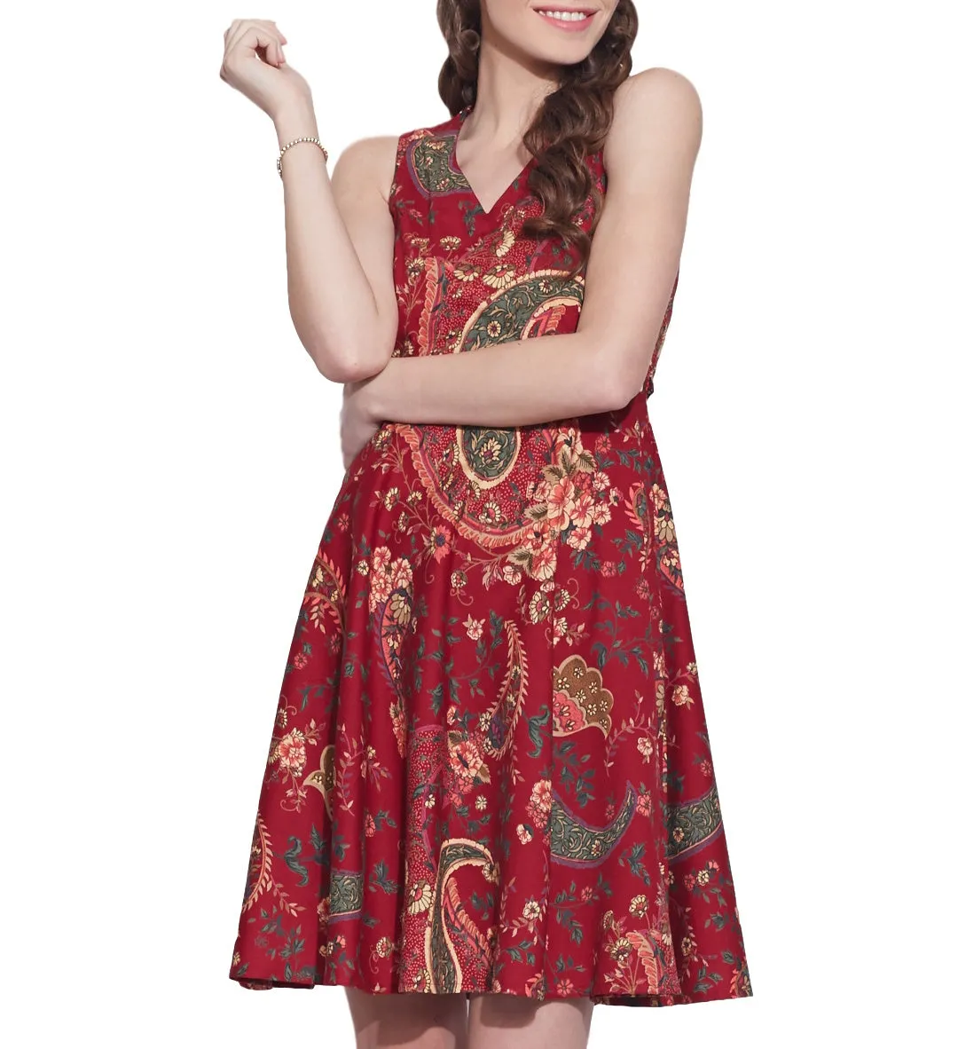 Women Apparels Cotton Printed Dress,Machine Washable,W-CPD38-1610, Size-38 Inch