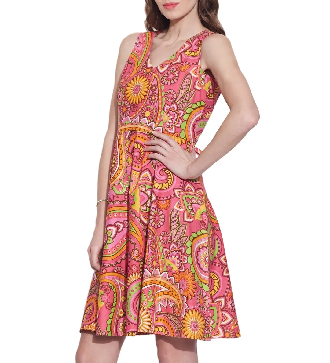 Women's Apparel Cotton Printed Dress,Machine Washable,W-CPD42-1615, Size-42 Inch